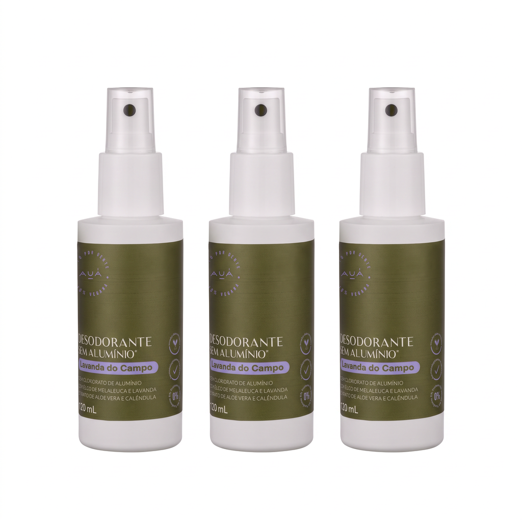 3x Desodorante Spray AUÁ Lavanda do Campo 120ml