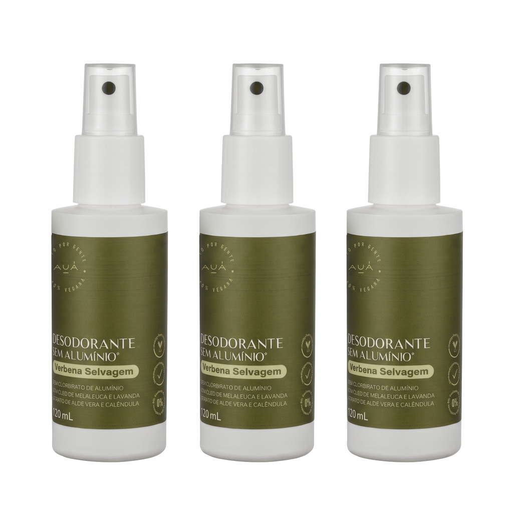 3x Desodorante Spray AUÁ Verbena Selvagem 120ml