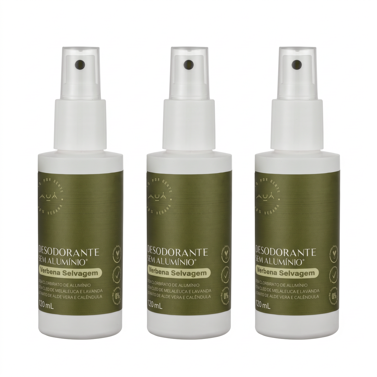 3x Desodorante Spray AUÁ Verbena Selvagem 120ml