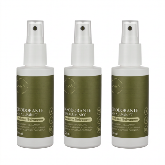 3x Desodorante Spray AUÁ Verbena Selvagem 120ml