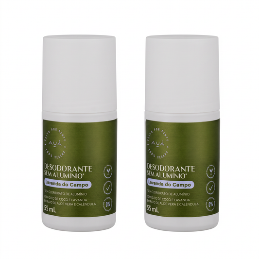 2x Desodorante Roll-On AUÁ Lavanda do Campo 55ml