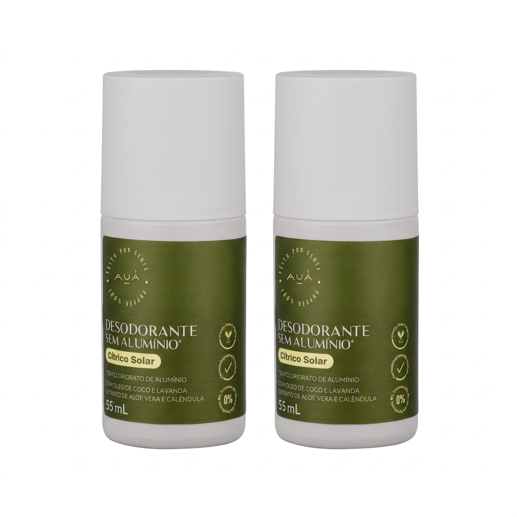 2x Desodorante Roll-On AUÁ Cítrico Solar 55ml
