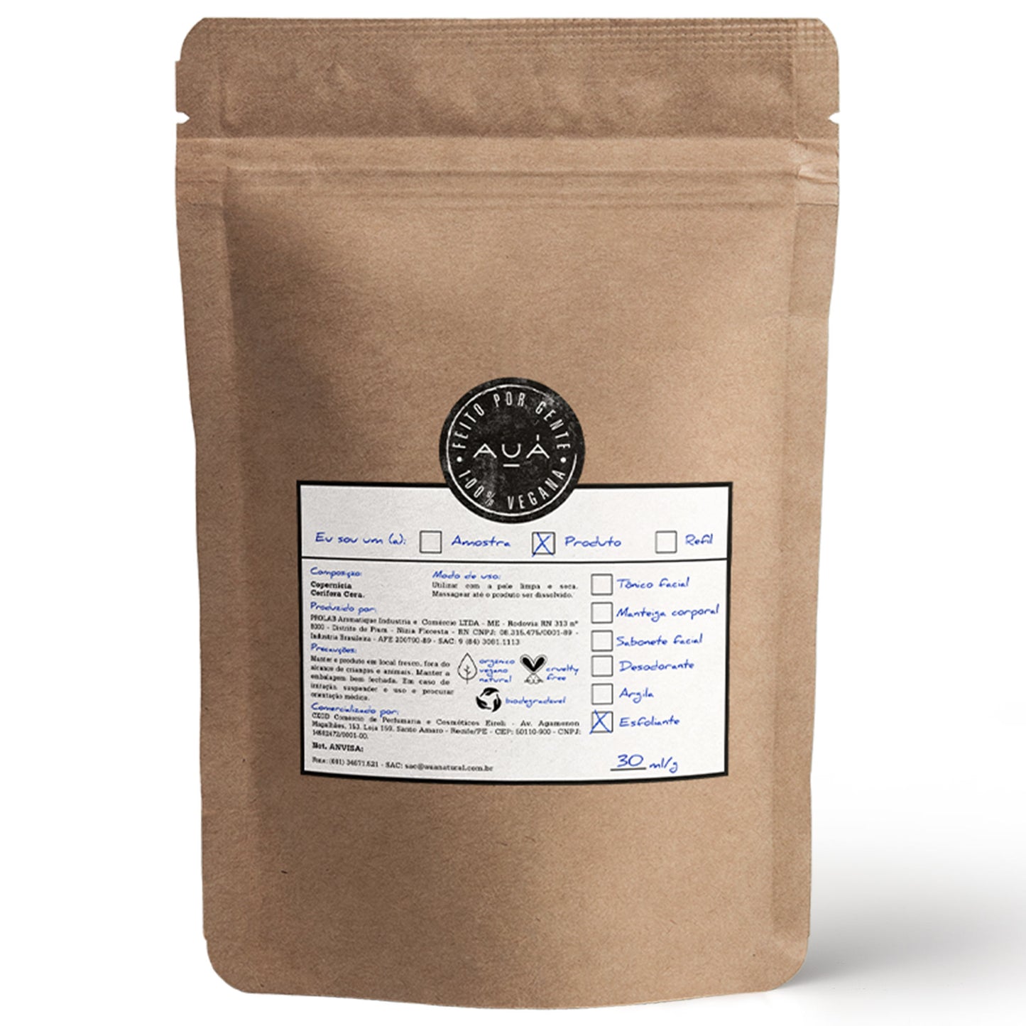 Esfoliante de Carnaúba Limpeza Completa AUÁ 30g