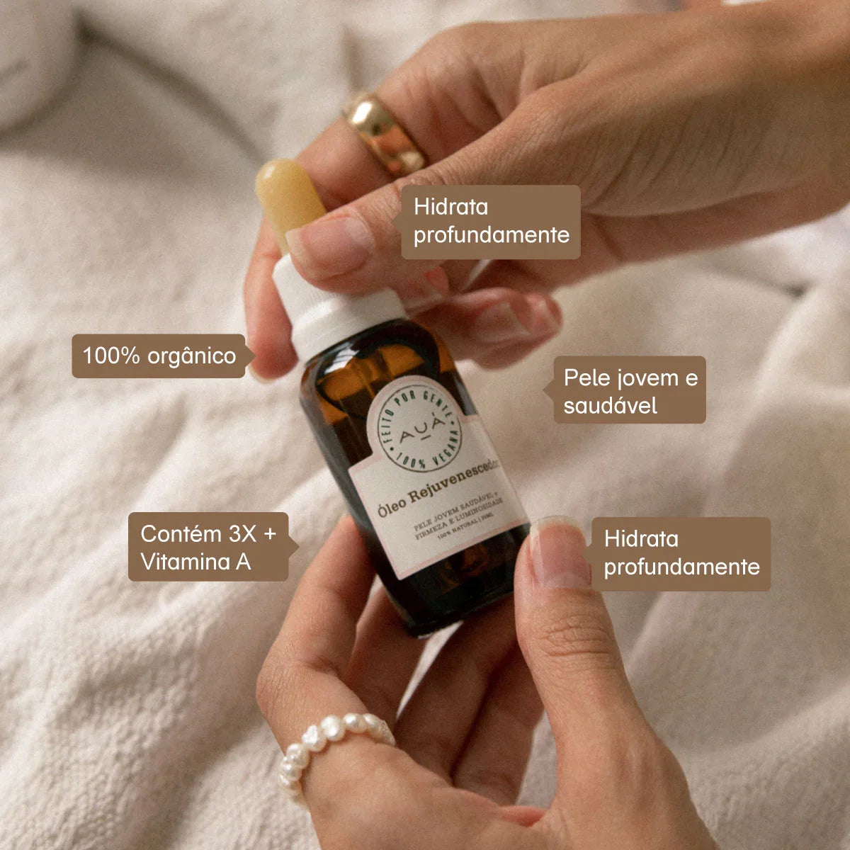 Kit Duo Óleo Rejuvenescedor de Cacay + Óleo Clareador Roll-on AUÁ
